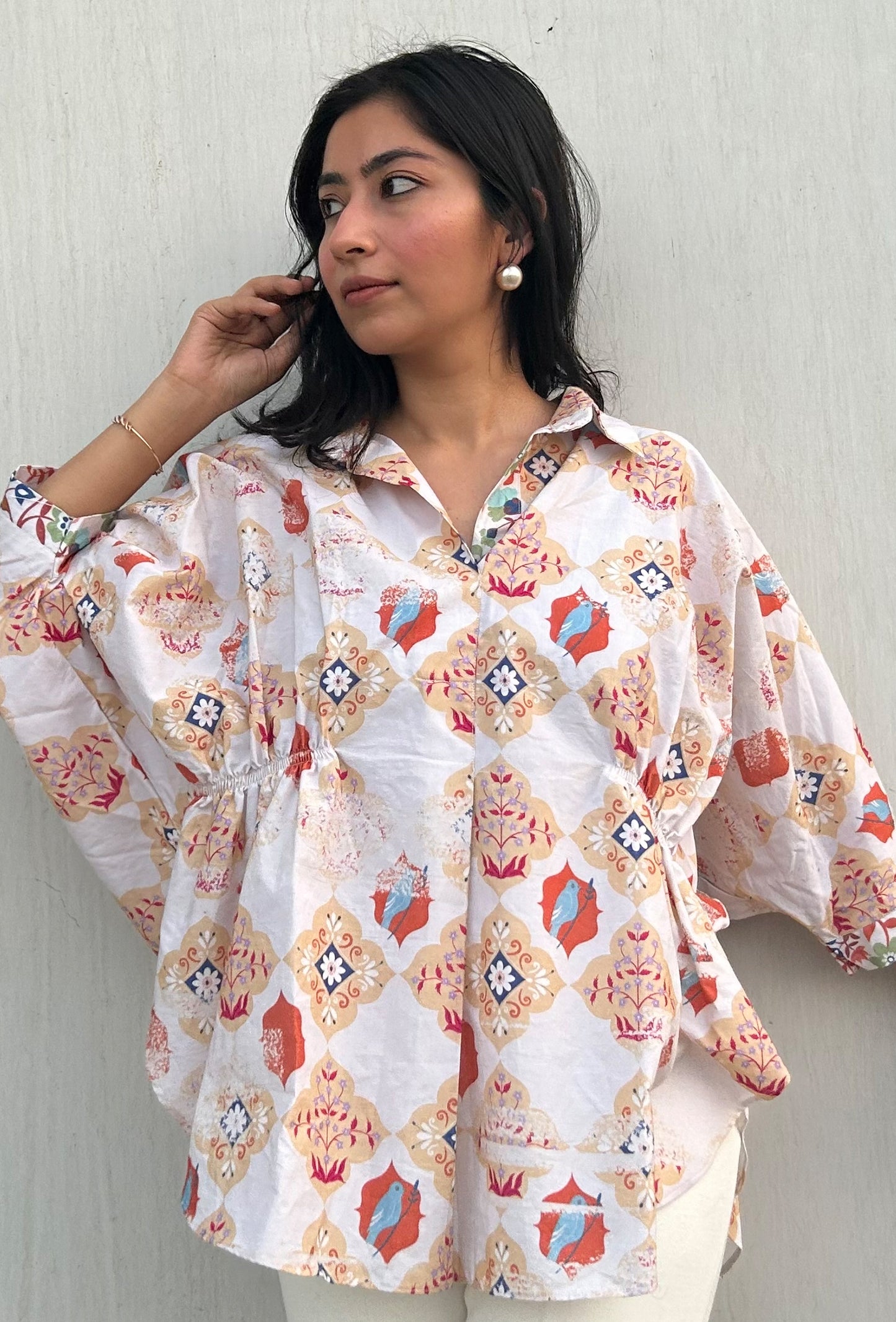 Side Gathered Tile Shirt