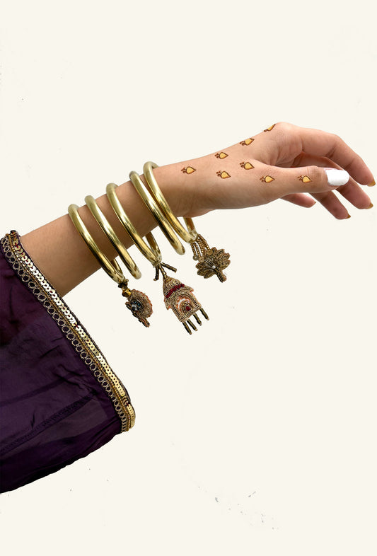 Embroidered charm Bangles (set of 5)
